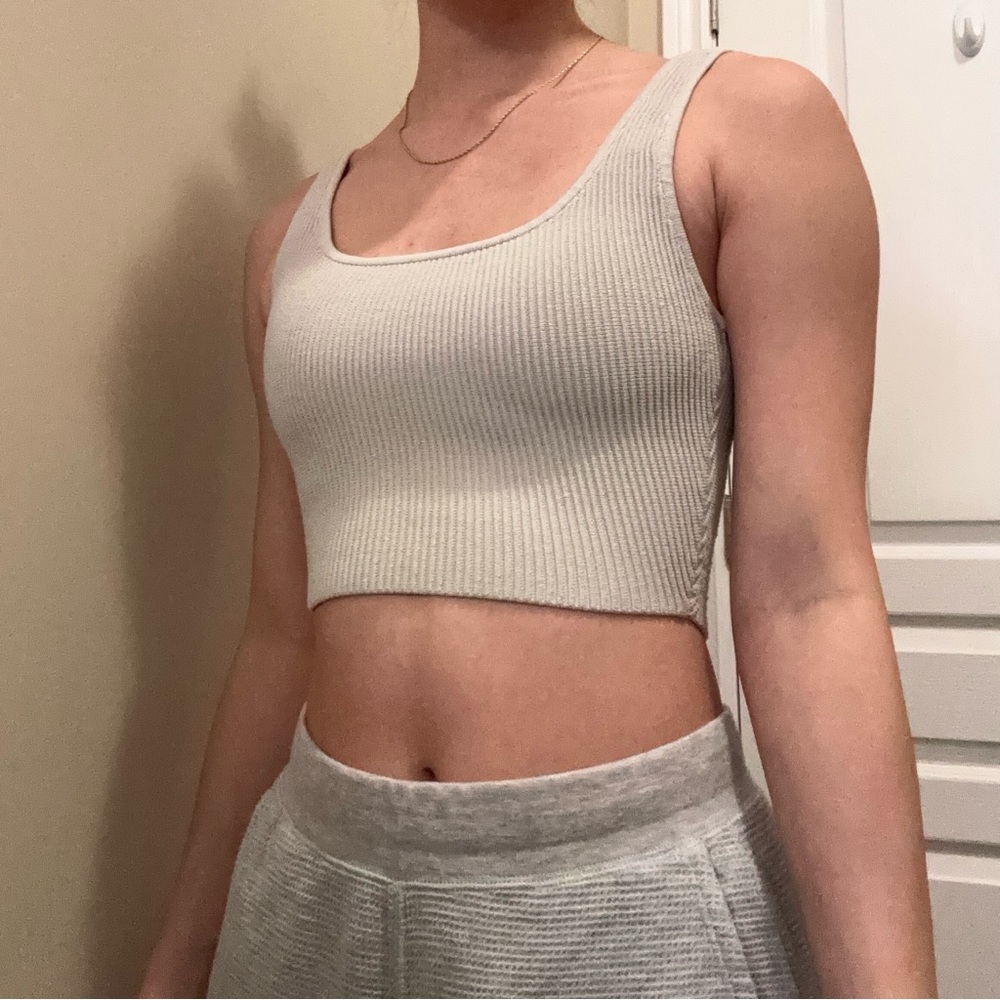 Aritzia Sculpt Knit Square Neck Tank in Matte Pearl